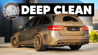 Cleaning a DIRTY Mercedes C63 AMG After Road Trip