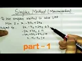 Problem on optimization topic LPP using simplex method minimization part - 1