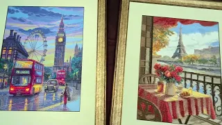 Aine Cross Stitch Kits A1013 Sunny Paris A1014 Rainy London And A1015 Blooming New York 