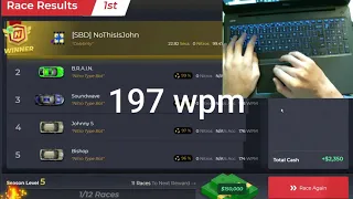 NitroType 190 WPM Compilation HANDCAM Dvorak typing