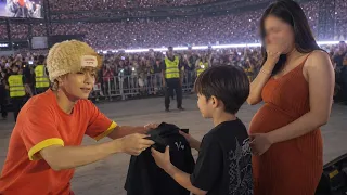 kim taehyung makes a pregnant mom cry u0026 gifts his v95 jersey to a little fan 