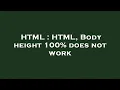 HTML HTML Body height 100 does not work