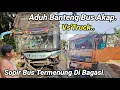 Kecelakaan Bus Akap Vs Truck Fuso Aduh Banteng.Supir Bus Termenung Duduk Di Bagasi,2 Truck Remblong.
