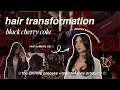 HAIR TRANSFORMATION Black Cherry Dye Butterfly Cut Blowout Routine Maintenance Styling