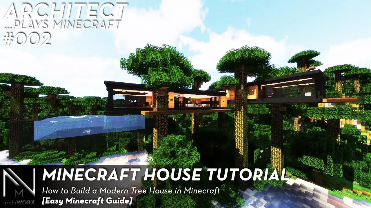 Minecraft: How to Build a Modern Treehouse Tutorial