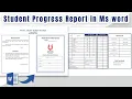 How to create Student Progress Report in Ms word student Result Report Card in Microsoft word