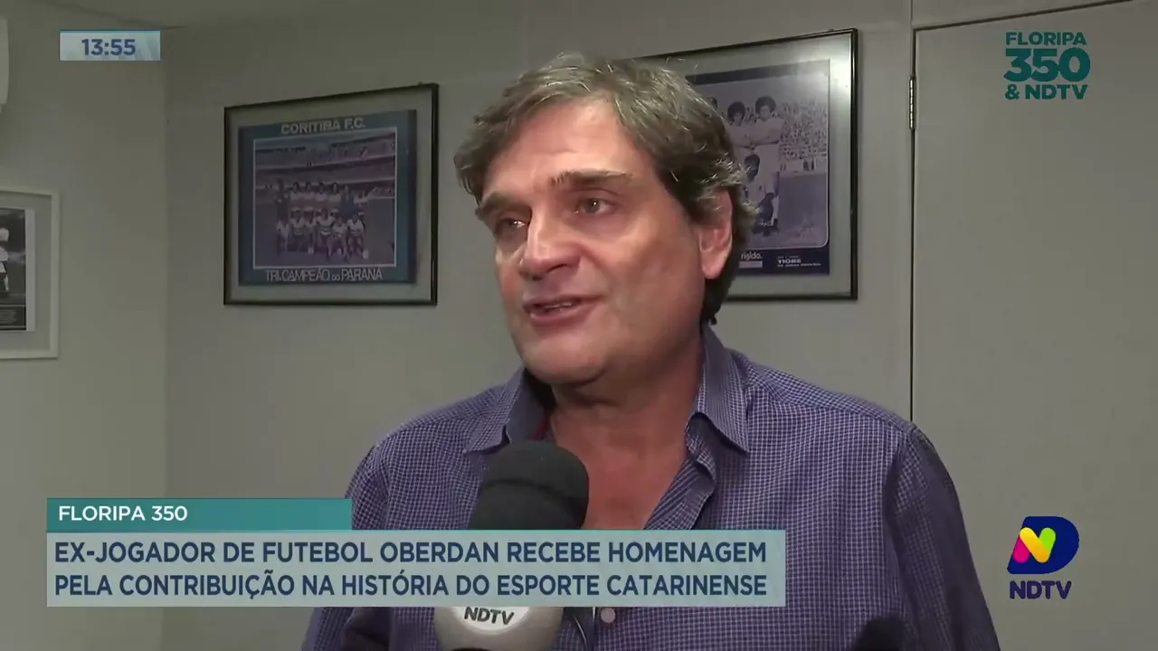 Floripa 350: ex-jogador de futebol Oberdan recebe homenagem pela contribuição na história do esporte