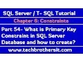 What is Primary Key Constraint in SQL Server Database - SQL Server TSQL Tutorial Part 54