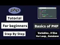 Basic of Php - Variable Print If Else For Loop Database Php Tutorial For Beginners Step By Step
