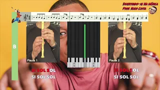 assobia para o lado karaoke para duas flautas de bisel doce 