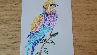 أجمل رسم رسم عصفور بطريقة الرسم بالنقط مع تحياتى شيرين صالح 