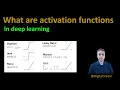 132 - What are Activation functions in deep learning Keras Tensorflow