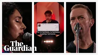 coldplay perform iranian protest song baraye in buenos aires we send our support