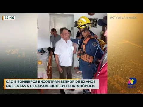 Cão e bombeiros encontram senhor de 82 anos que estava desaparecido em Florianópolis