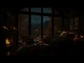 NO ADS 🌧️ Cozy Autumn Night 🍂🌙 Window Rain & Glowing Fire for Deep Sleep, Relaxation & Focus 🔥
