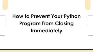How to Prevent Your Python Program from Closing Immediately