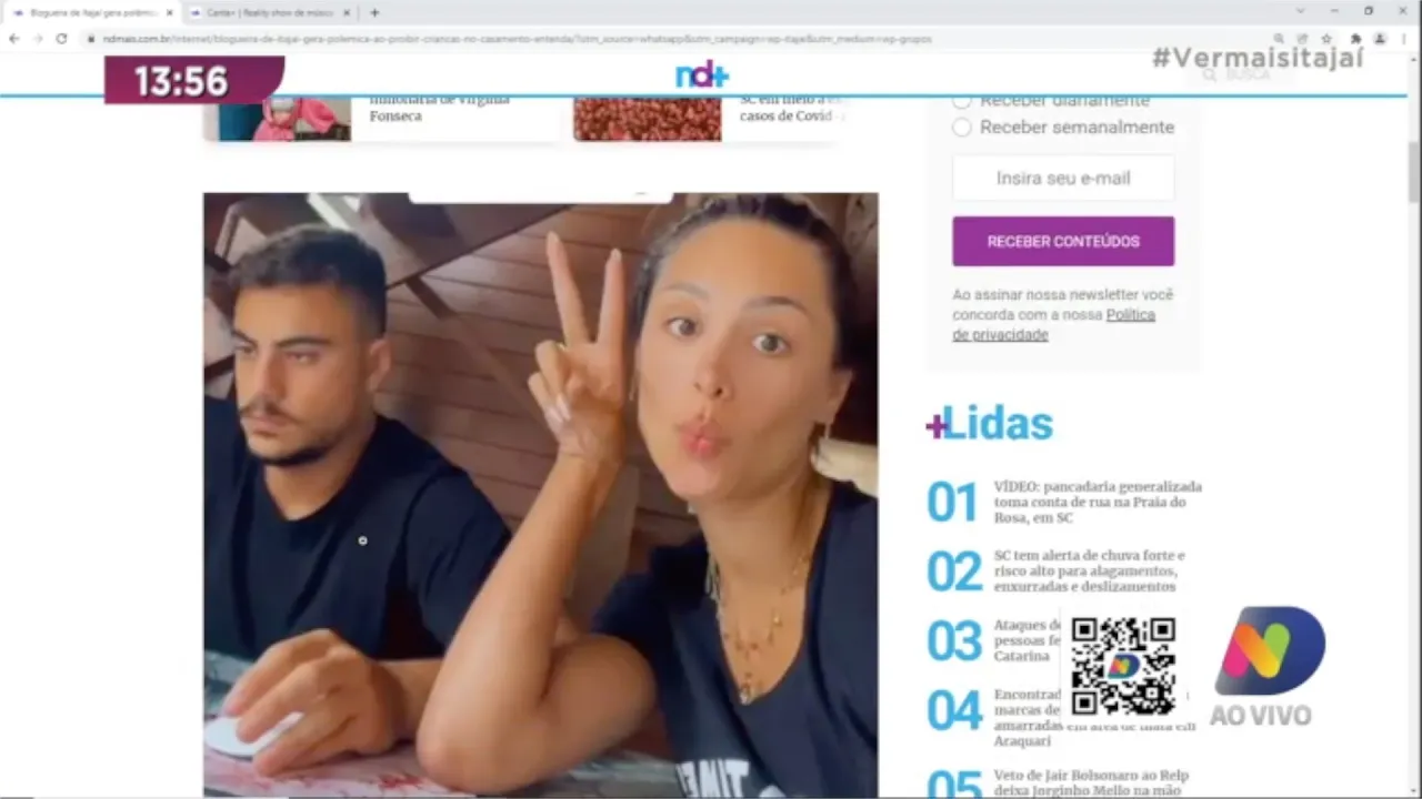 Polêmica sobre o casamento que envolve uma influenciadora digital aqui de Itajaí