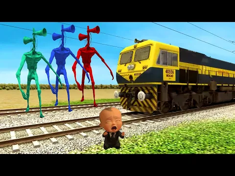 Siren head \u0026 Crying baby vs train | Stops the train | Siren head short film | Train simulator funny