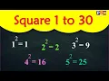 Square 1 to 30 | Learn Square root 1 to 30 | Squares 1 to 30 English ( Square 1-30 /One to Thirty )