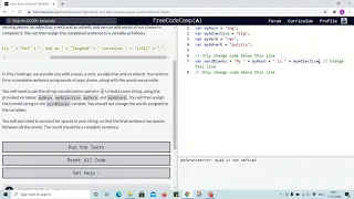 Lesson 36 - practicing string concatenation using word blanks