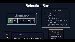 Selection Sort Visualization in Manim Step-by-Step Animation Data Structures Algorithms