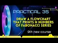 9th Practical 35 Fabonacci Series Flowchart Algorithm