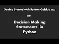 Decision Making Statements in Python I if-else If-elif-else
