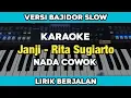 Lagu Karaoke - Janji Rita Sugiarto Nada Cowok Versi Bajidor Slow Lirik Berjalan | Yamaha SX600