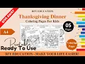 FREE Thanksgiving Dinner Coloring Pages For Kids 5 Pages
