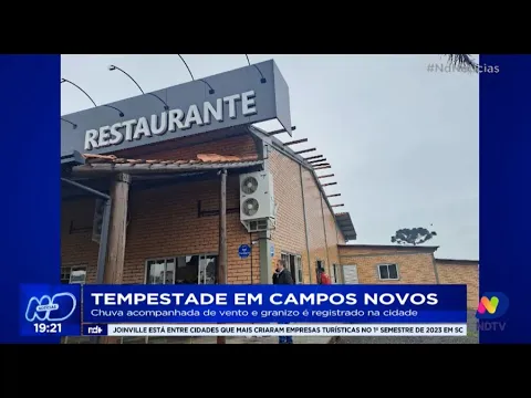 Tempestade em Campos Novos: chuva acompanhada de vento e granizo é registrado na cidade
