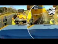 Shocking captures moment NY highway worker escapes death as truck obliterates DOT vehicles