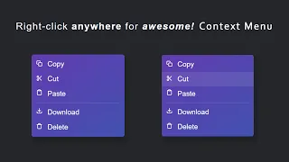 Custom Right Click Context Menu in HTML CSS JavaScript