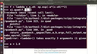 3b Numerical integration using scipy - the quad function