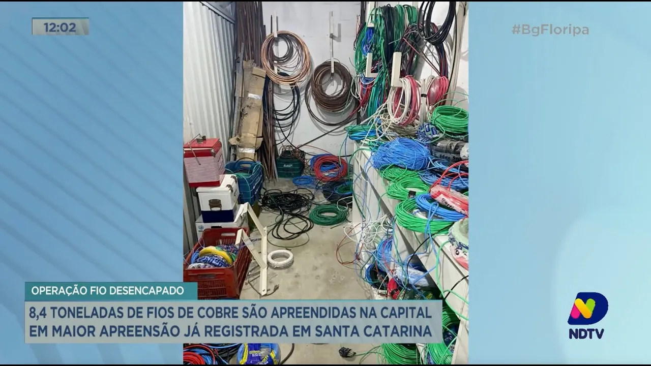 Operação Fio Desencapado: 8,4 toneladas de fios de cobre são apreendidas, em Florianópolis