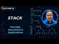 Stack in Data Structures Stack Operations Applications Push Pop Lecture 12