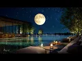 【4K/途中広告なし】不安を手放す、静かな夜。満月と新緑の湖畔ラウンジで癒しのピアノBGM｜睡眠・作業・勉強・読書用BGM | ambient piano | sleep music