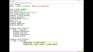 HAPPY NEW YEAR 2021 FIREWORKS PYTHON