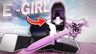 trolling as an e girl with the 1 sword in blade ball again 