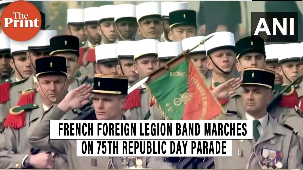 French Foreign Legion Band and Marching Contingent perform on 75th Republic Day parade French Foreign Legion Band and Marching Contingent perform on 75th Republic Day parade