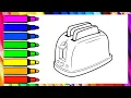 Toaster Coloring Page for Kids Easy Kitchen Appliance Coloring Book Printable