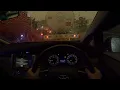 Driving in heavy rain in the city towards evening for sleep, work, study