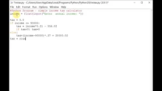 Python Program - simple income tax calculator