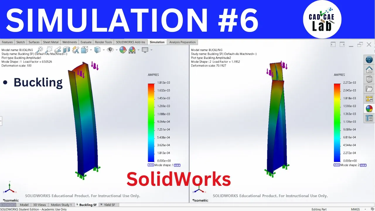 Column Buckling Analysis | Will it fail? | Safety Factor | FEA | SolidWorks Simulation for Beginners
