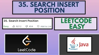 Leetcode 35 Search Insert Position Easy Java Solution