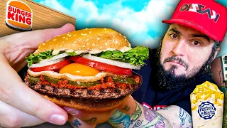 Provando NOVIDADES BURGER KING | Novo TUGA WHOPPER com CHOURIÇO e KING FUSION PASTEL de NATA