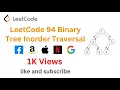 LeetCode 94 Binary Tree Inorder Traversal Very important for beginning Java interview rounds