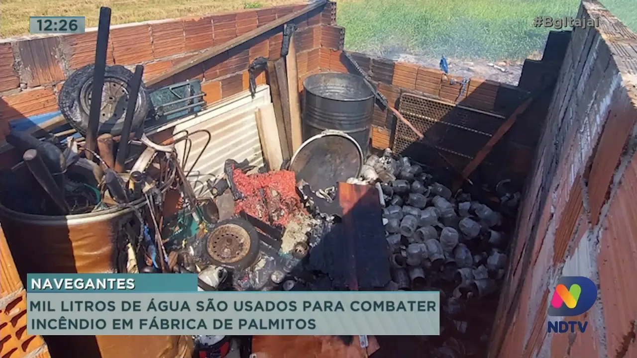 Incêndio em fábrica de palmitos em Navegantes
