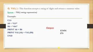 Functions in QBASIC Conversion functions