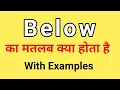 Below Meaning in Hindi Below ka Matlab kya hota hai Word Meaning English to Hindi