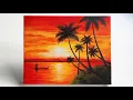 Download Lagu Easy sunset  painting / painting for beginners / step by step acrylic painting tutorial